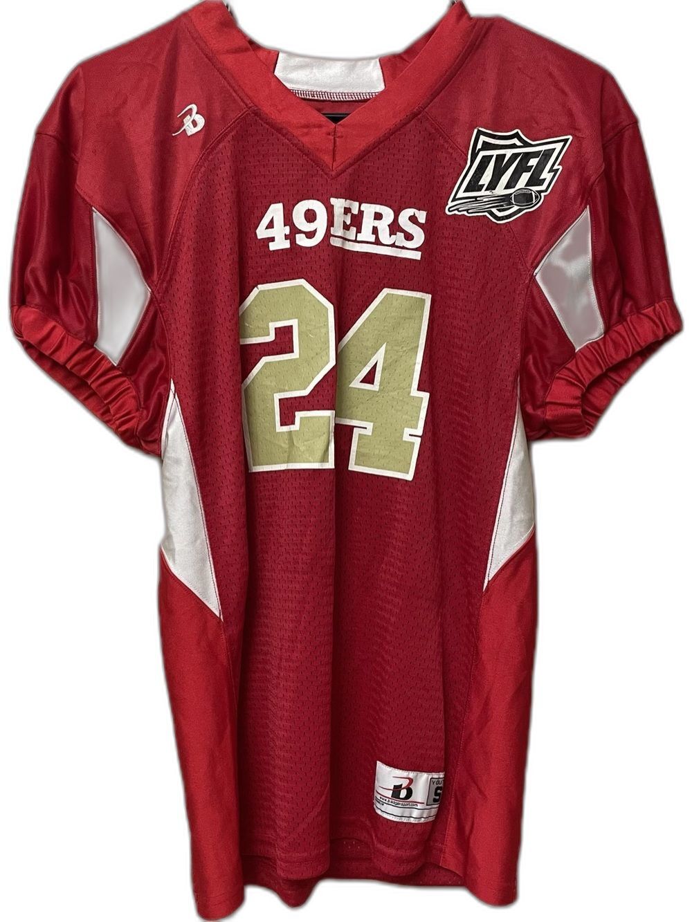 San Francisco 49ers jersey #24 Hawkins "LYFL" logo sz S Youth Badger sport